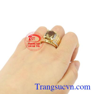 Nhẫn nam vàng Citrine sang trọng