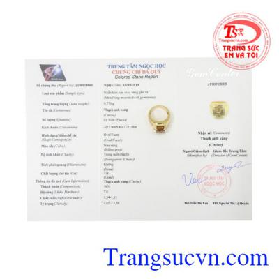 Nhẫn nam vàng Citrine sang trọng