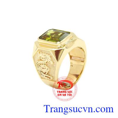 Nhẫn nam vàng Peridot chất lượng có giấy kiểm định đá quý uy tín.