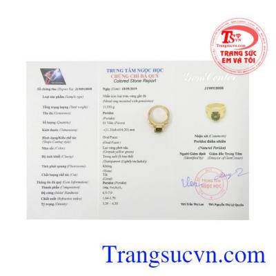 Nhẫn nam vàng Peridot thiên nhiên