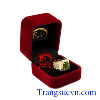 Nhẫn nam vàng Peridot thiên nhiên