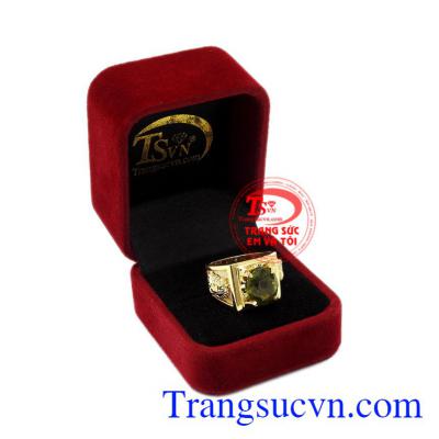 Nhẫn nam vàng Peridot tinh tế