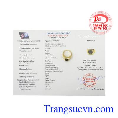 Nhẫn nam vàng Peridot tinh tế