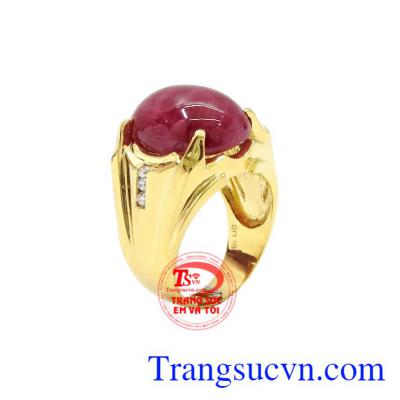 Nhẫn nam vàng Ruby thiên nhiên