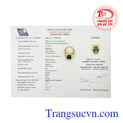 Nhẫn nam vàng Sapphire sao độc đáo