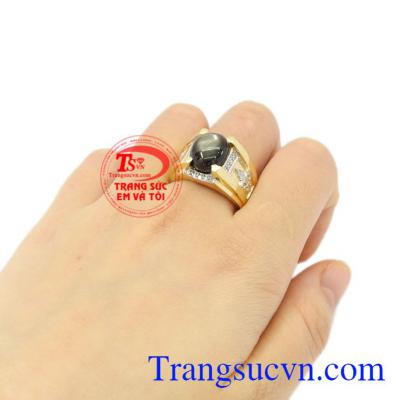 Nhẫn nam vàng Sapphire sao