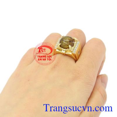 Nhẫn nam vàng thạch anh tóc đẹp