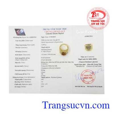 Nhẫn nam vàng thạch anh tóc đẹp