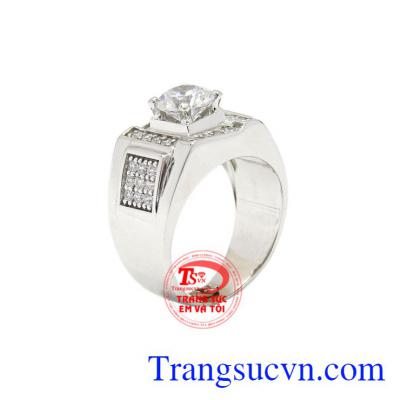 Nhẫn nam vàng trắng nổi bật được thiết kế, nổi bật, lịch lãm, cá tính.