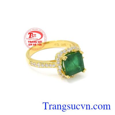Nhẫn nữ vàng Emerald thiên nhiên thiên nhiên.