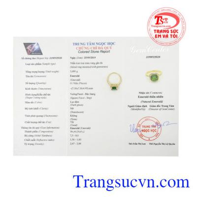 Nhẫn nữ vàng Emerald thiên nhiên