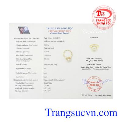 Nhẫn nữ vàng ngọc trai đẹp