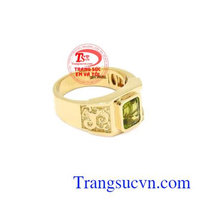 Nhẫn nữ vàng Peridot tinh tế có giấy kiểm định đá quý uy tín.