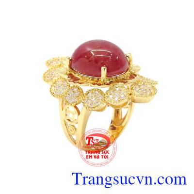 Nhẫn nữ vàng Ruby sao độc đáo