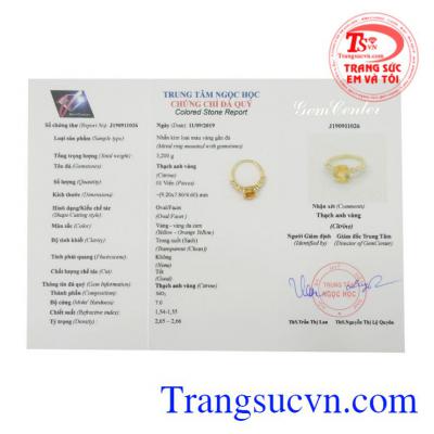 Nhẫn nữ vàng thạch anh vàng