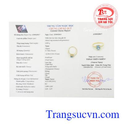 Nhẫn nữ vàng Topaz đẹp