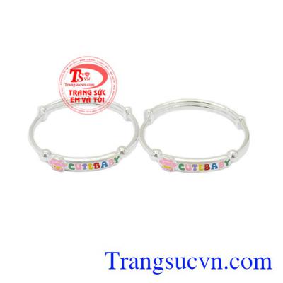 Vòng tay bạc trẻ em dễ thương