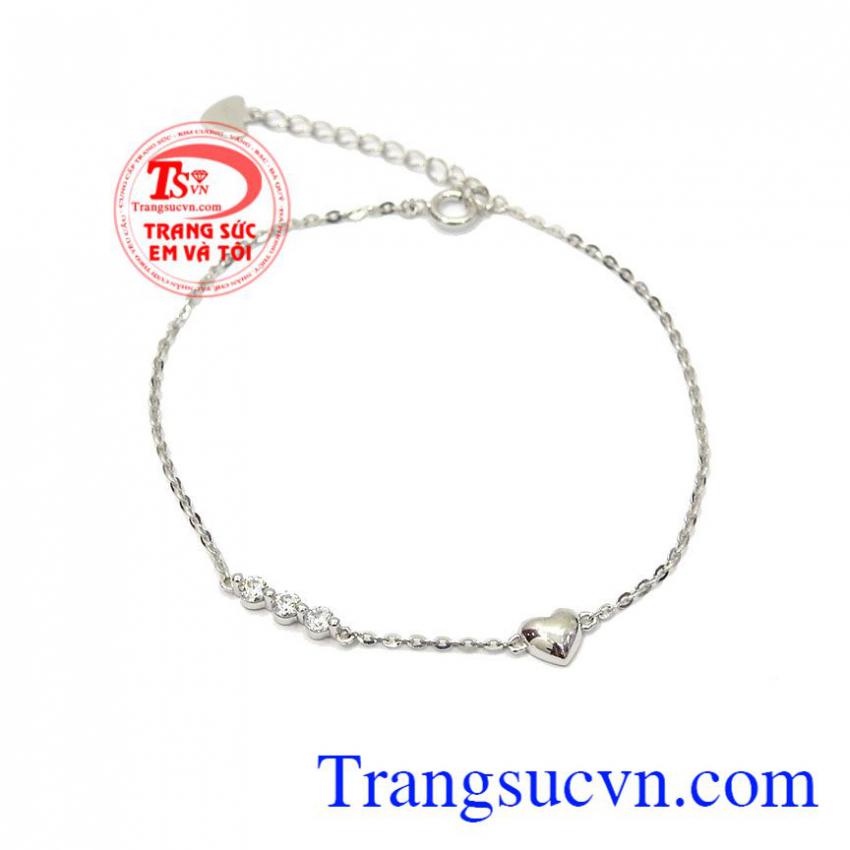 Lắc tay nữ vàng trắng trái tim