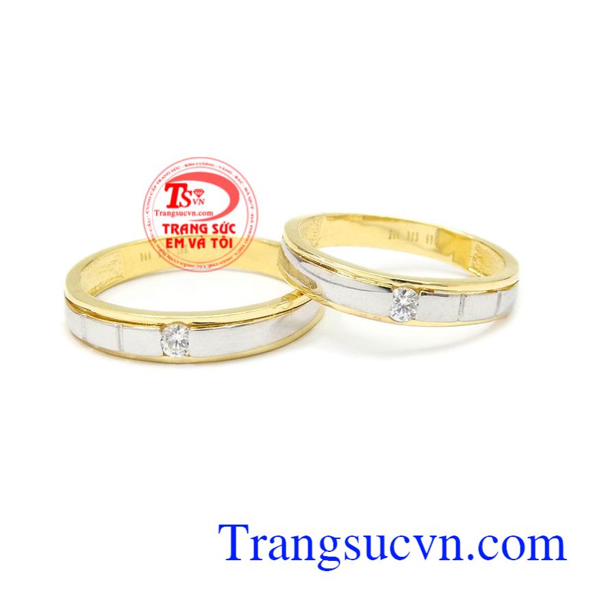 Nhẫn cưới vàng chung đôi được nhập khẩu từ Korea vàng 10k chất lượng, màu sắc đẹp mắt.
