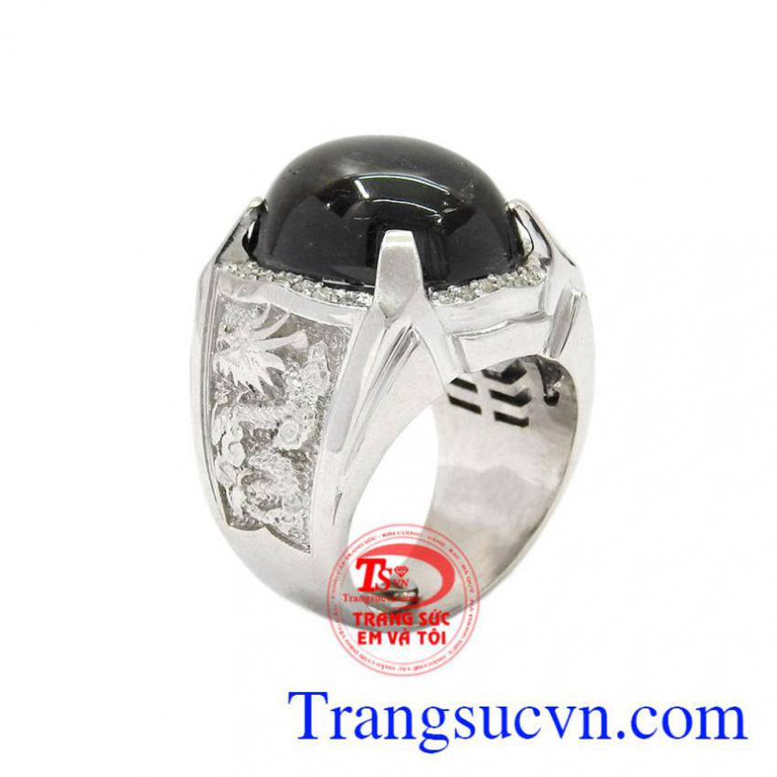 Nhẫn nam bạc Sapphire sao cá tính