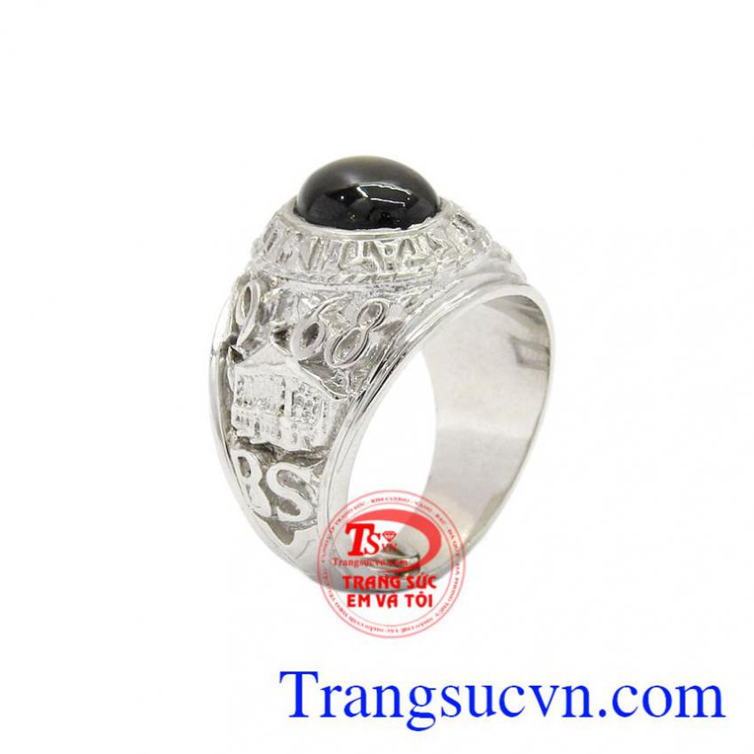 Nhẫn nam bạc Sapphire sao nam tính