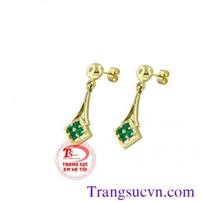 Bông tay vàng đá emerald 