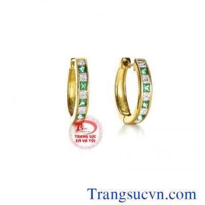 Cặp khuyên tai emerald rẻ 
