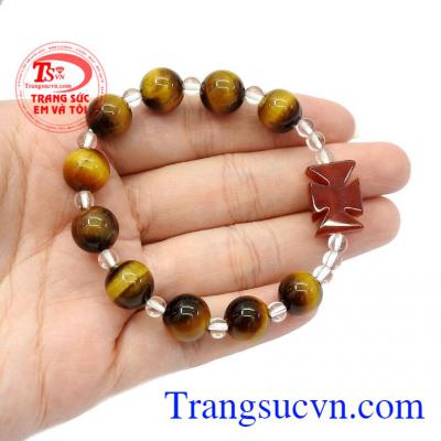 Chuỗi tay mân côi nhỏ gọn, thích hợp làm quà tặng cho những người mệnh Kim và Thổ,Chuỗi tay mân côi mắt hổ bình an