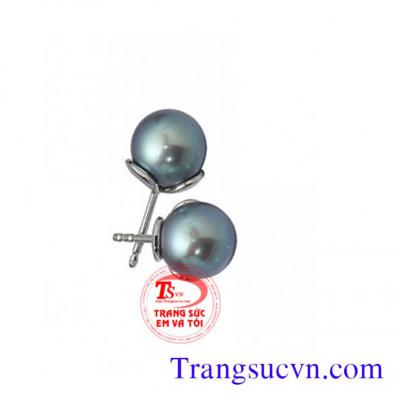 Đôi hoa tai vàng tây gắn ngọc trai nuôi thiên nhiên