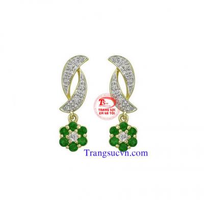 Đôi hoa tai vàng tây gắn đá quý