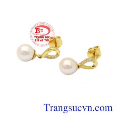 Thiết kế sang trọng giúp người đeo luôn cuốn hút, tự tin là chính mình,Hoa tai nữ ngọc trai dịu dàng