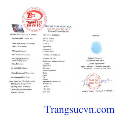 Giấy kiểm định từ trung tâm ngọc học