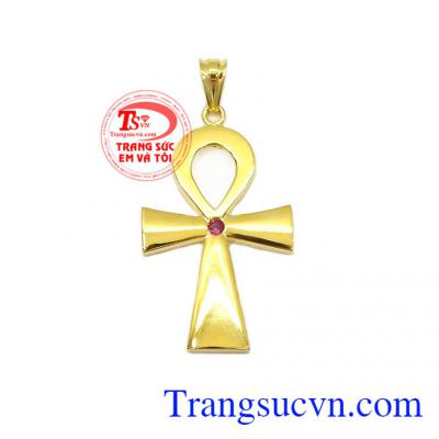 Mặt thánh giá bình an được chế tác tinh xảo từ vàng 10k bền đẹp,Mặt thánh giá bình an