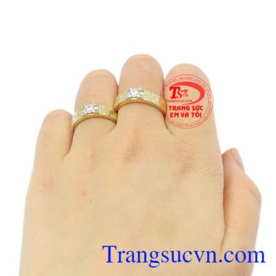 Nhẫn cưới vàng bền chặt vàng 10k