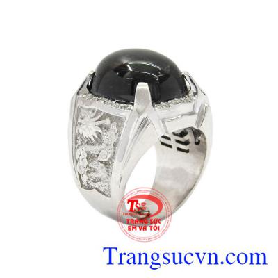 Nhẫn nam bạc Sapphire sao cá tính