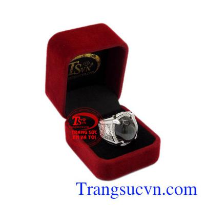 Nhẫn nam bạc Sapphire sao cá tính