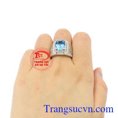 Nhẫn nam bạc Topaz đẹp chất lượng.