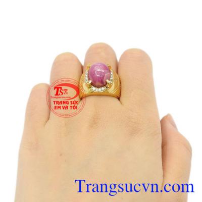 Nhẫn nam vàng Ruby sao chất lượng 14k đẹp.