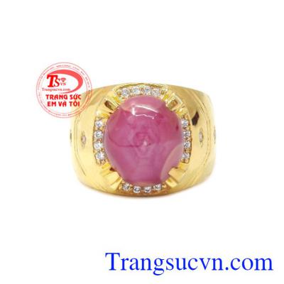 Nhẫn nam vàng Ruby sao chất lượng đeo hợp thời trang, sang trọng.