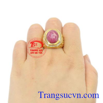 Nhẫn nam vàng Ruby sao đẹp vàng 14k chất lượng.