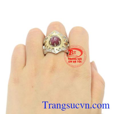 Nhẫn nam vàng ruby vầng mặt trời
