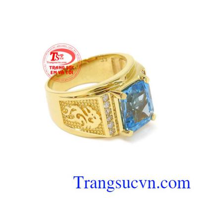 Nhẫn nam vàng Topaz chất lượng phù hợp với những người mệnh Thủy và mệnh Mộc.