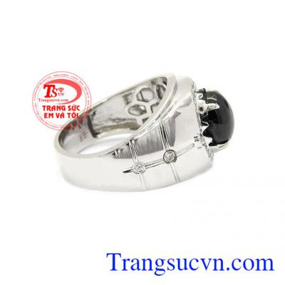 Nhẫn nam vàng trắng Sapphire sao làm nổi bật vẻ nam tính cho phái mạnh,Nhẫn nam vàng trắng Sapphire sao