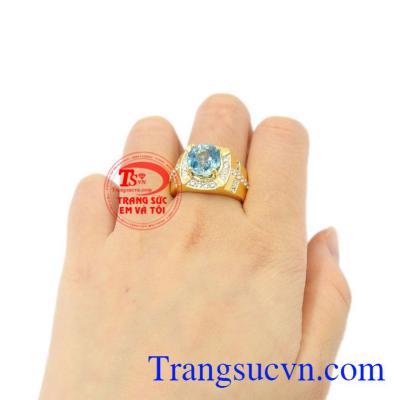 Nhẫn nam vàng Zircon vàng 14k thiên nhiên, bảo hành 12 tháng.