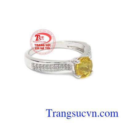 Nhẫn nữ vàng gắn đá quý Sapphire thiên nhiên dành cho phái đẹp, đeo hợp thời trang và quý phái