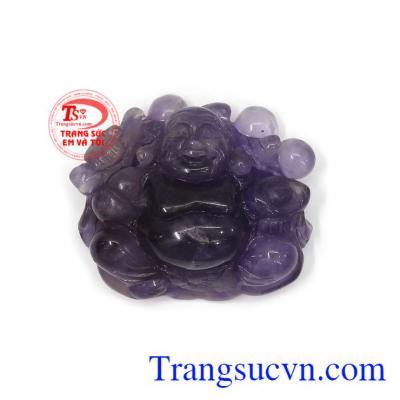 Phật Di Lặc thạch anh tím hiền hòa đá thiên nhiên có giấy kiểm định bảo đảm chất lượng