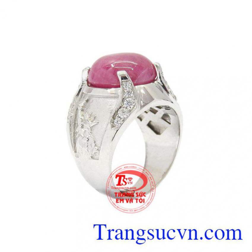 Nhẫn nam bạc Ruby cá tính