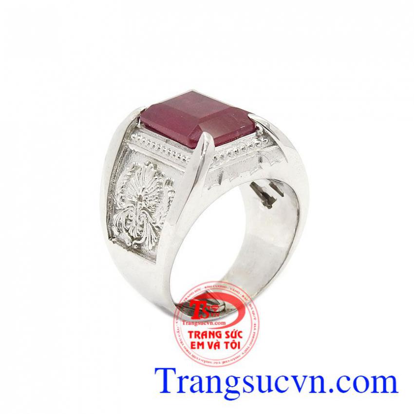 Nhẫn nam bạc Ruby mạnh mẽ