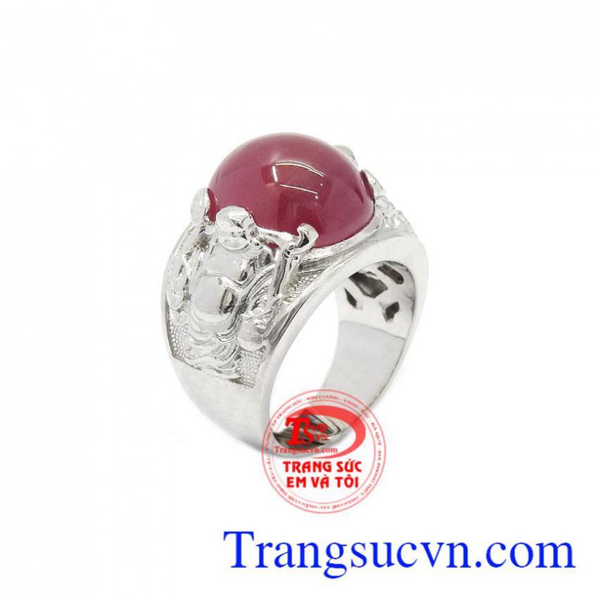 Nhẫn nam bạc Ruby thiên nhiên