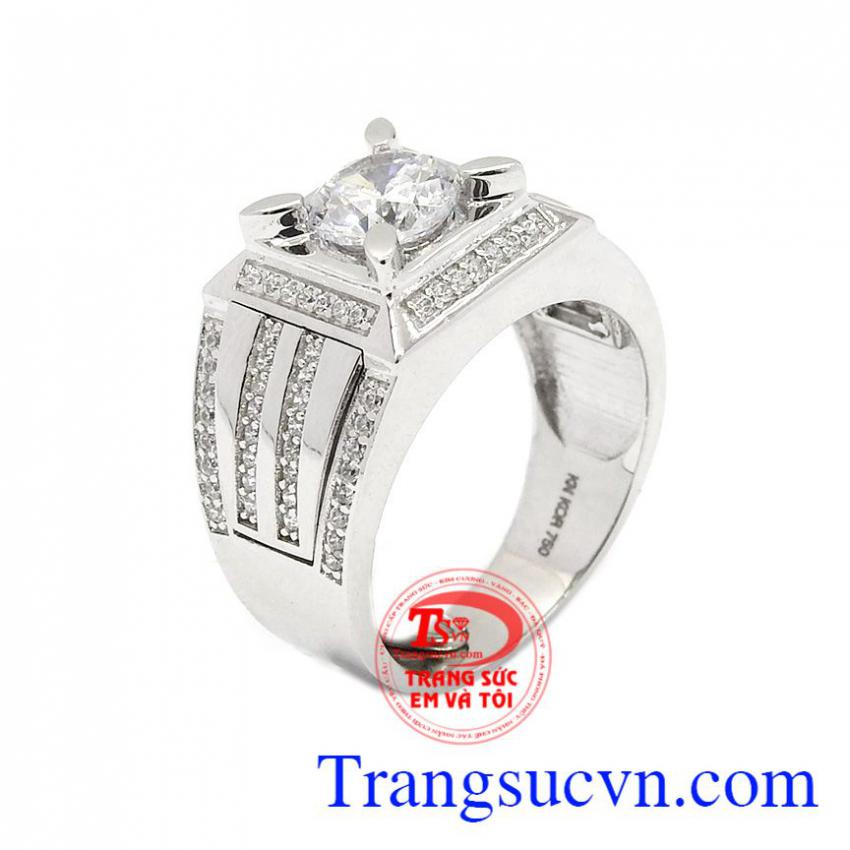 Nhẫn nam vàng trắng công danh